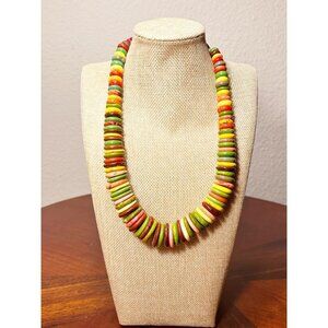 Multi Color Magnesite Graduated Rondelle Disc Bead Necklace